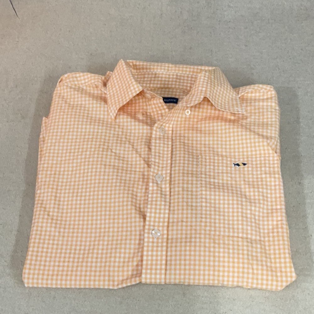 EUC Mens long sleeve button down fish hippie shirt